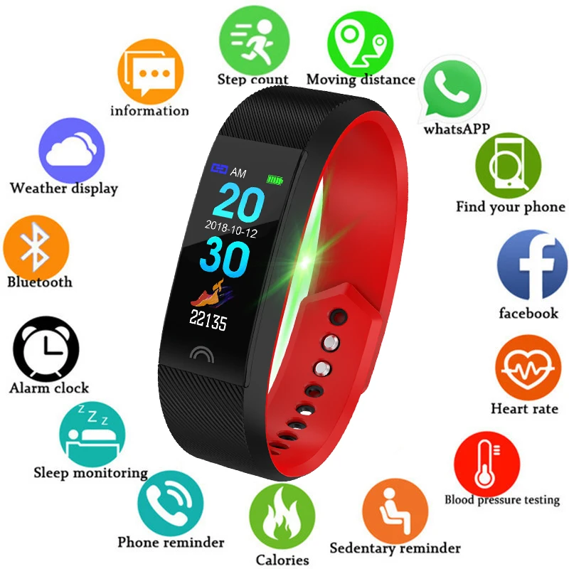 

LIGE Smart bracelet Men Women Heart rate blood pressure blood oxygen monitor Smart Wristband Sport Mode Fitness tracker