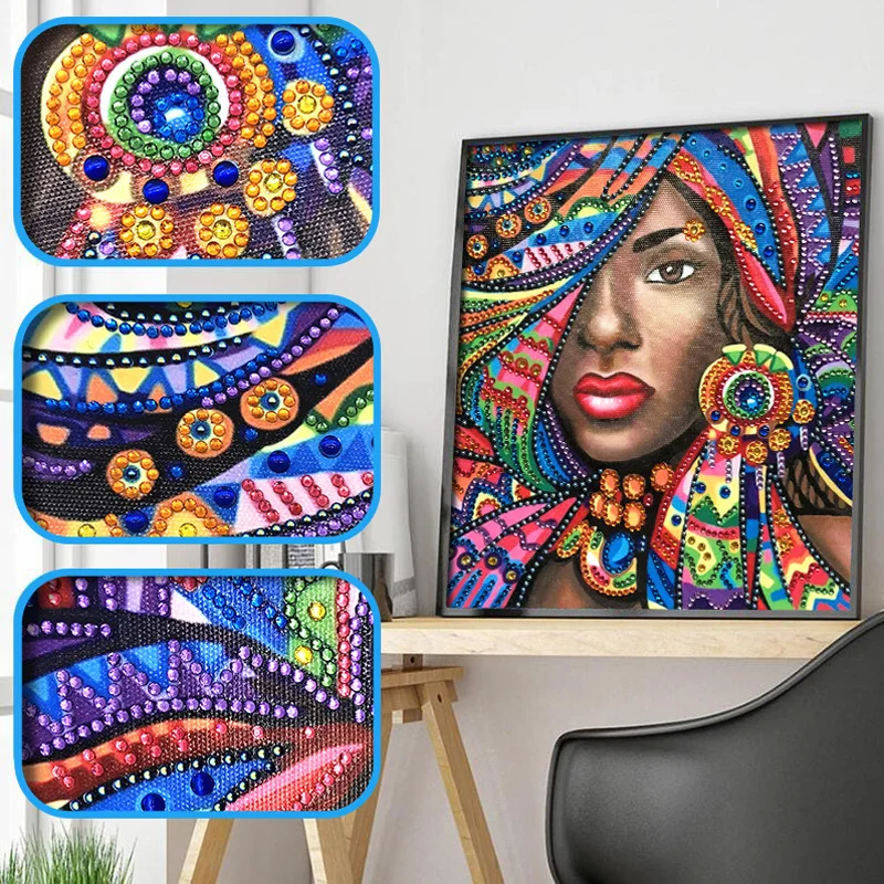 RUBOS DIY 5D алмазная вышивка африканская красочная красивая девушка большой бисер алмазная живопись мозаика жемчуг 3D кристалл распродажа хобби Декор
