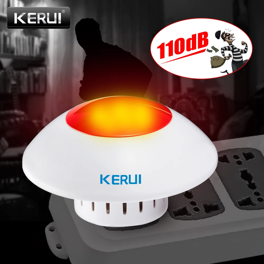 baratas KERUI Alto Sirene Interna Sem Fio Sirene Piscando Luz Estroboscópica Sirene Sirene de Alarme Vermelho Para GSM Alarme de Segurança Casa e de Negócios