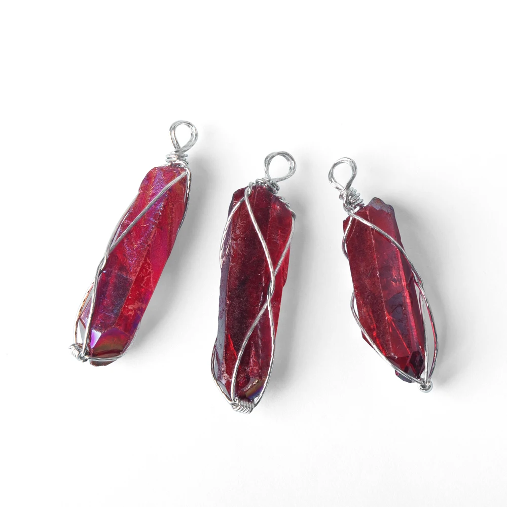 

Crystal Stone Plating Pendant Natural Crystal Six Prism Pendant tree of life Crystal Spirit Pendulum Energy Stone Divination