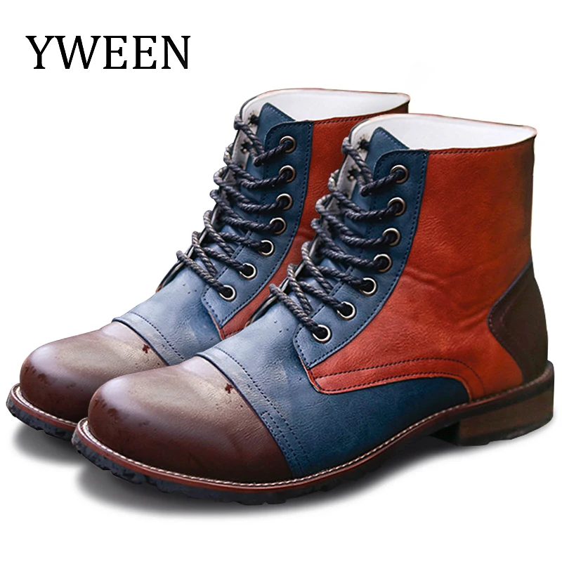 

YWEEN Men Pu Leather Boots Autumn Chelsea Boots Men Fashion British Shoes Male Ankle Boots Big size Boots For Men