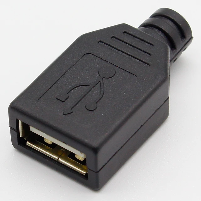 New 10pcs Type A Female USB 4 Pin Plug Socket Connector With Black Plastic Cover Cable Accessories Connectors Electronics USB Brand Name: ELEABC