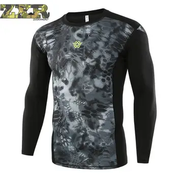 

Cycling Sportswear Long-sleeved Jungle Camouflage Quick-drying Fleece Print O-neck Military Sports Men's Tactical T-shirts