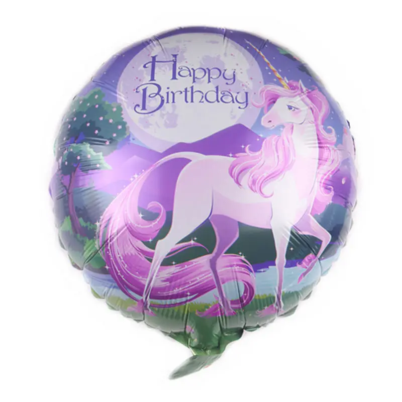 

XXPWJ New 18-inch round unicorn aluminum balloon Children's holiday birthday party decoration balloons wholesale DD-074