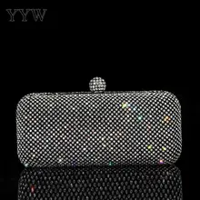 Черный клатч для Для женщин багет вечерняя сумочка; BS010 с Стразы класса люкс Сумки вечерние женские сумки дизайнерские Серебряная Сумочка