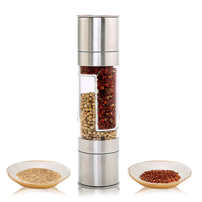 

Stainless Steel 2 in 1 Salt Pepper Grinder Dual Hand Spice Mill Kitchen Gadget Tool Store