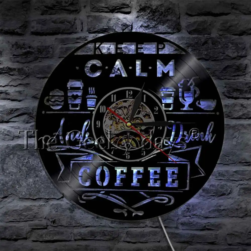 Keep Calm and Drink кофейные виниловые настенные часы классический кофейный дом логотип