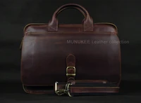 Luxury Genuine Leather Men Briefcase Business Bag Leather portfolio Laptop Bag Shoulder Messenger Bag male Document Office bag 2