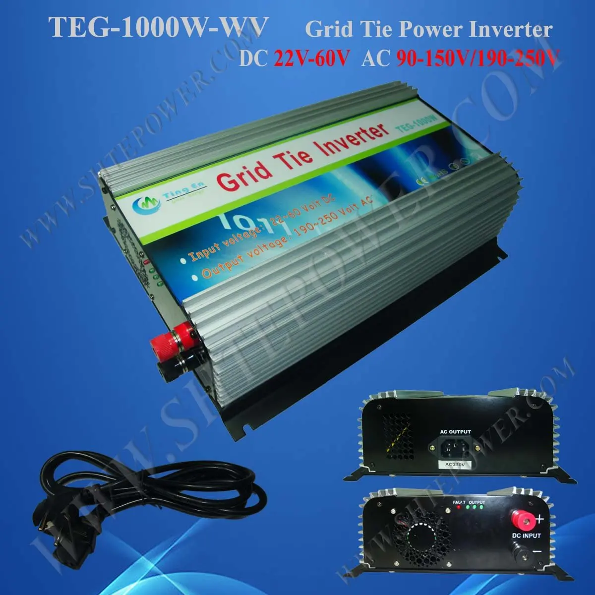 Высокая эффективность, MPPT, 2 шт./лот, сетки галстук солнечный инвертор DC22-60V 1000 Вт 1KW чистая синусоида инвертор