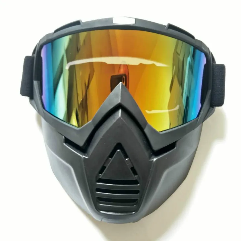 Мотоциклетный шлем маска для глаз Открытый шлем очки винтажный шлем маска для лица мото маска Casco с очками - Цвет: Colorful lens
