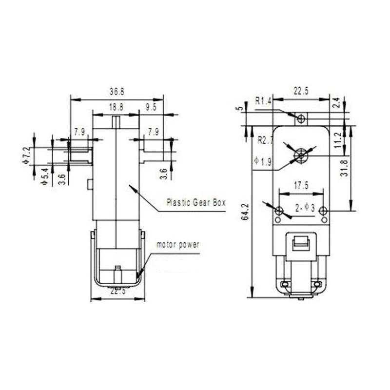 DC3V-6V 1:48 мотор-редуктор двухосный мотор торможения для DIY smart car