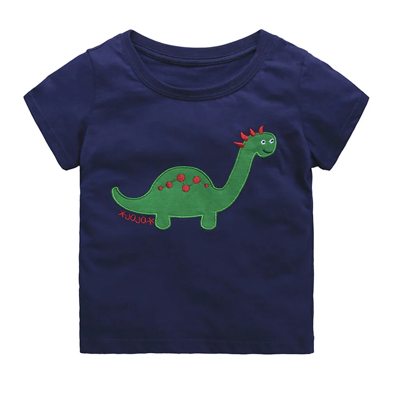 Г. Детская футболка с животными топы для детей, одежда для маленьких мальчиков хлопковые футболки летняя одежда полосатая футболка с рисунком динозавра, машины, лодки