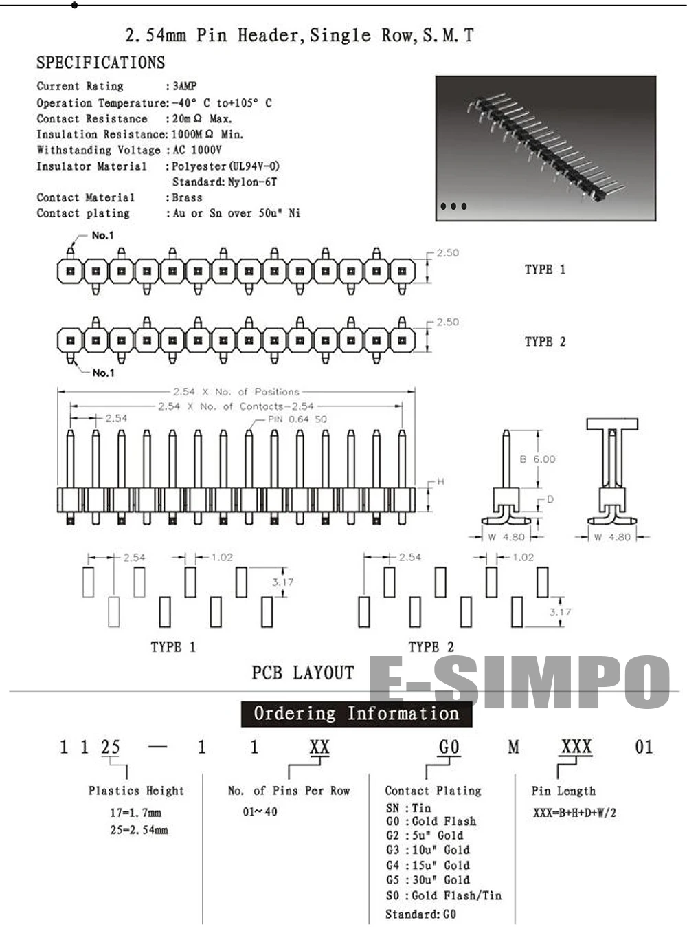 2.54 SMT 1X40P J2141