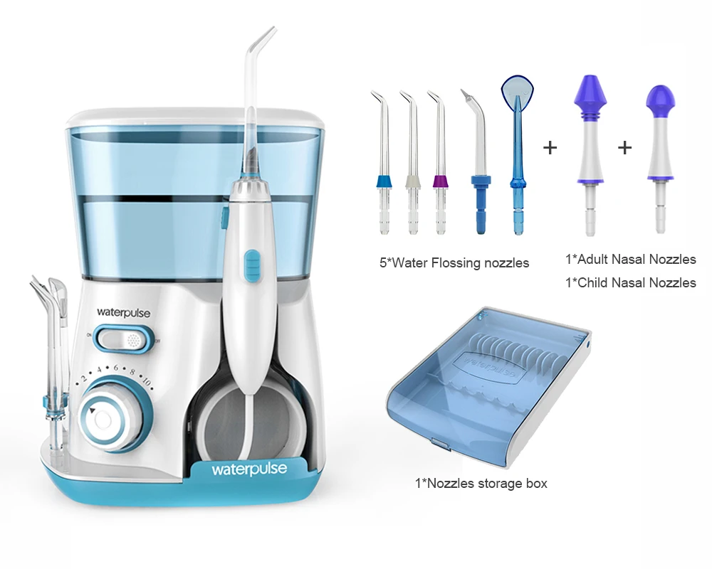 

10 levels Oral Water Dental Flosser Irrigator, 20-120PSI V300G Water pick + 5 Nozzles, 800ml Oral Hygiene tools for tooth clean