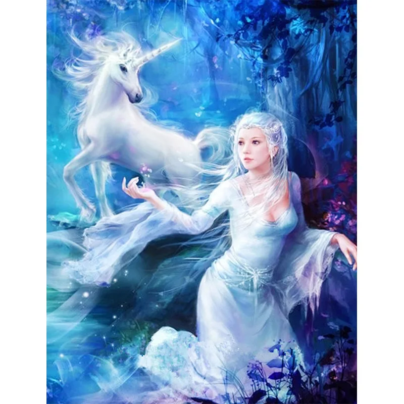 

Youran New Arrival Diy Diamond Painting 5d Cartoon Princess and White Horse Girl Room Wall Decoration Picture Resin Mosaic Craft