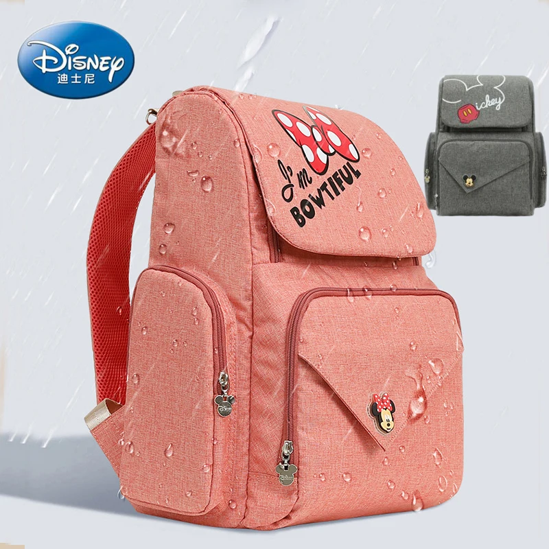 

Disney Pink Cute Minnie Travel Diaper Bag Bolsa Maternidade Waterproof Stroller Bag USB Baby Bottle Mummy Backpack Nappy Bag