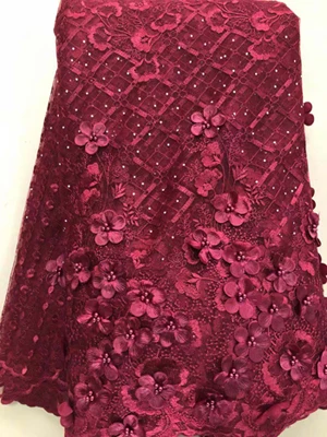 

2019 New style French net lace fabric 3D flower African tulle mesh lace fabric high quality african lace fabric ELL3726