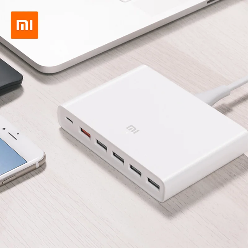 Оригинальное зарядное устройство Xiaomi USB-C, 60 Вт, выходное зарядное устройство type-C, 6 usb-портов, QC 3,0, быстрая зарядка, 18 Вт, x2+ 24 Вт(5 В = a макс.), для смартфона, планшета