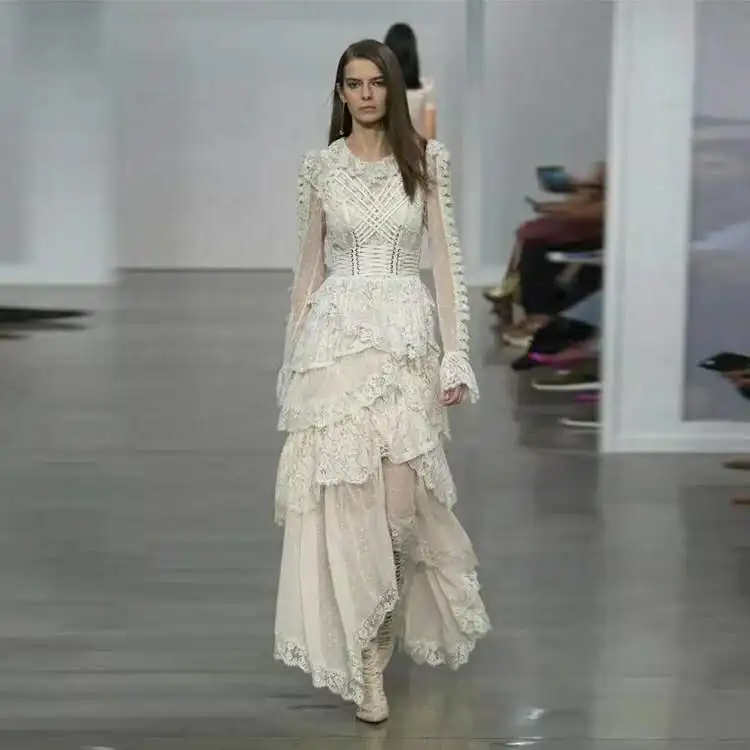

Embroidery Lace Long Sleeve Empire Long Dress Hot Sale Fashion Sexy Women Body Con Celebrity Holiday Party Dresses Wholesale