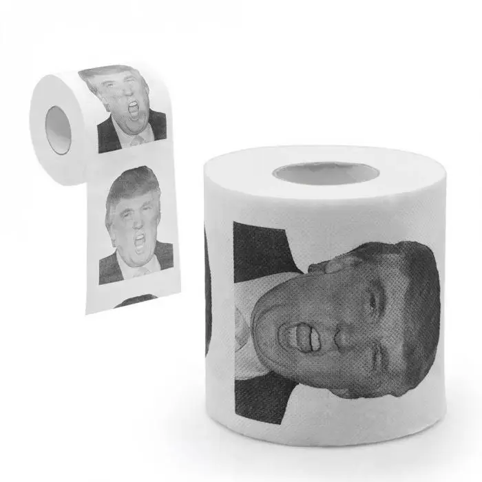 Economical 1/2/5Pcs Donald Trump Humour Toilet Paper Roll Funny Gag Gift for Bathroom ds99