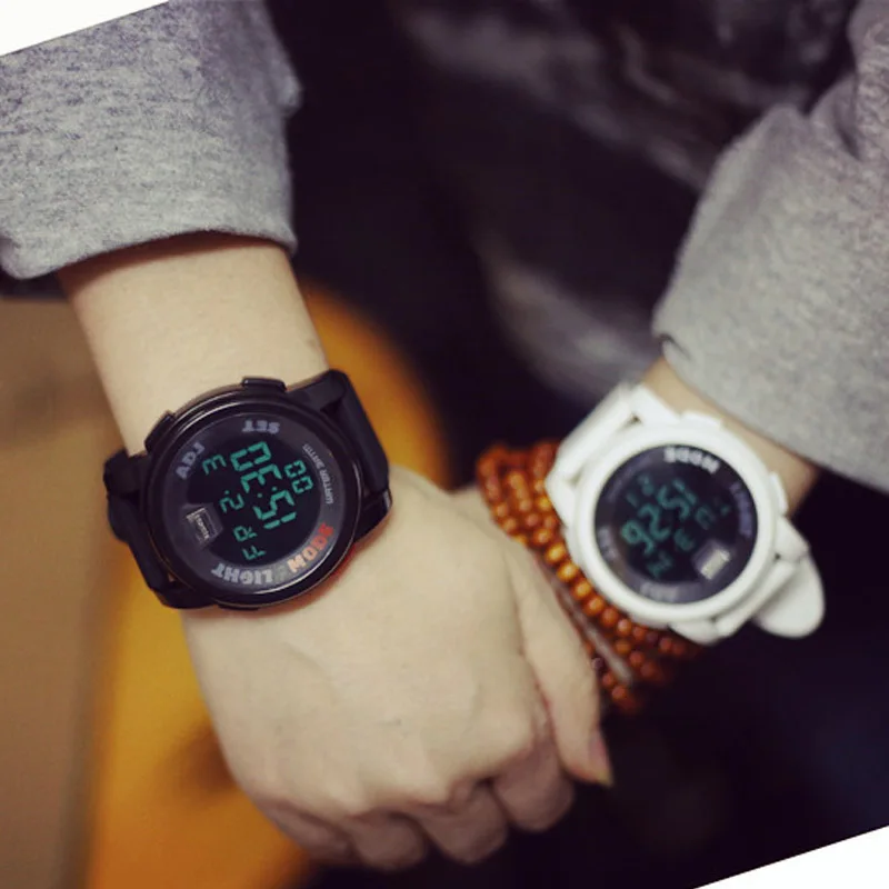 Military LED font b Sports b font font b watch b font black white Silica gel Military LED font b Sports b font font b watch b font black white Silica gel