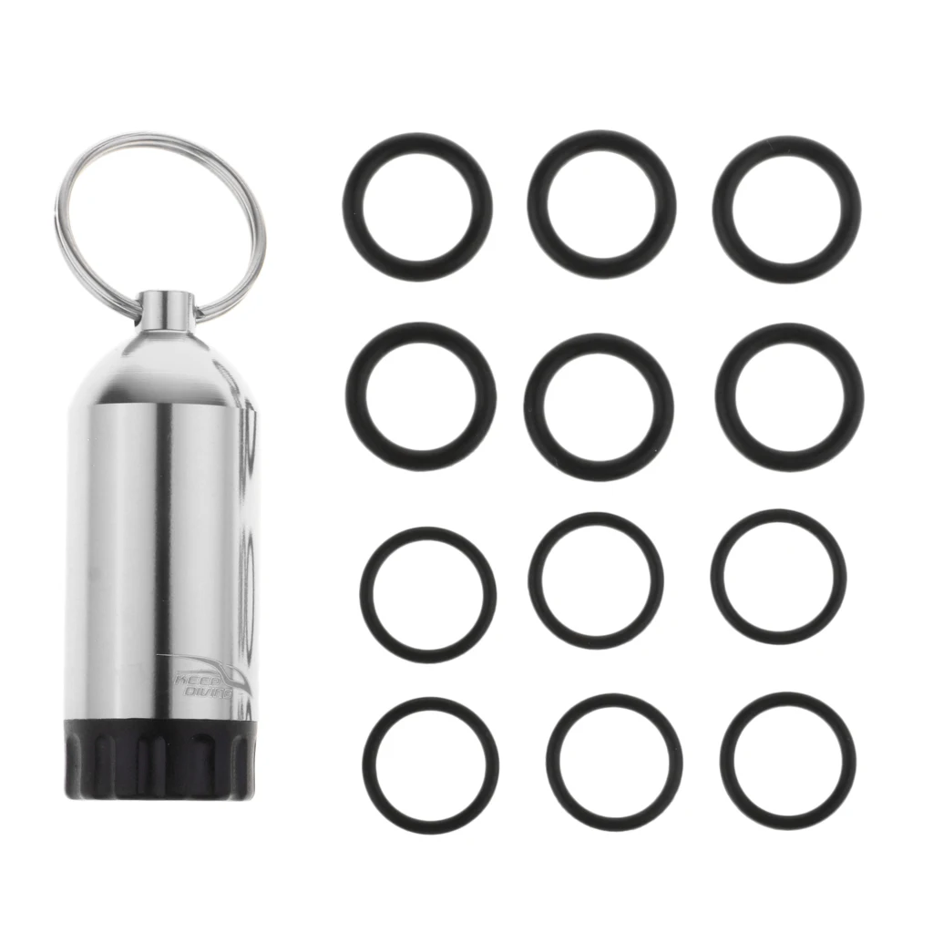 Mini Aluminum Scuba Dive Diving Tank Keychain with 12 O Rings and Brass Pick Swimming Diving Water Sports SCUBA Snorkeling