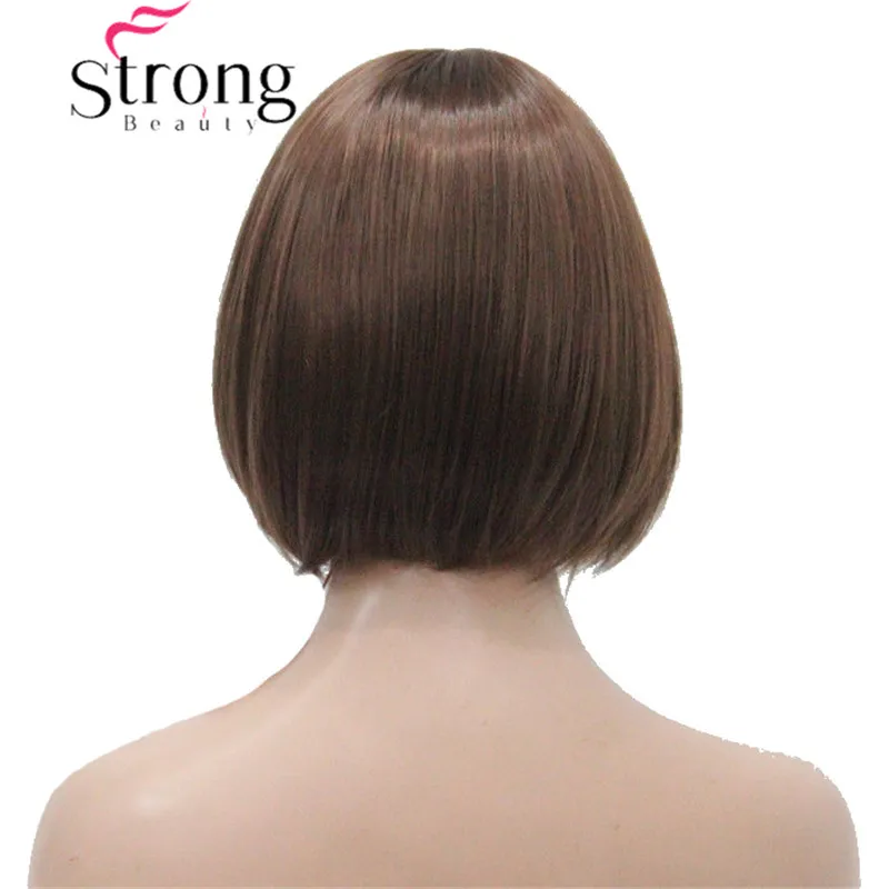 TR-5339 #31 auburn short straight bangs synthetic hair women`s BOB full wig center skin top (4)