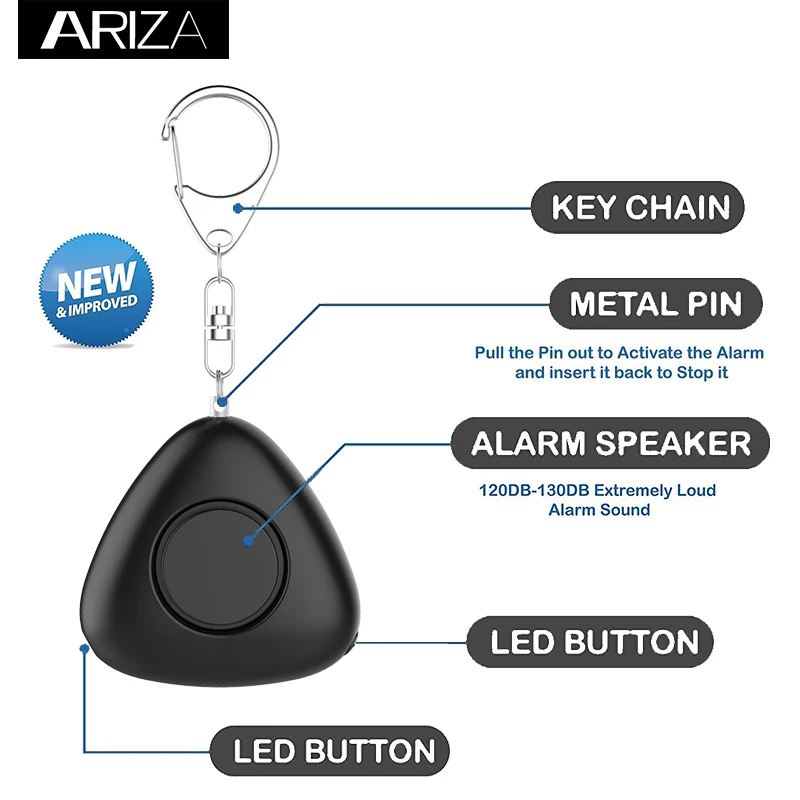 

2017 new model customized Factory price self defense Personal Alarm with LED light and battery inside color gift box packaing