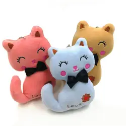 Горячая 13 см Kawaii большая любовь Кошка плюшевая мягкая игрушка кукла милый бант плюшевые кошки детский брелок кулон подарок игрушки I0135