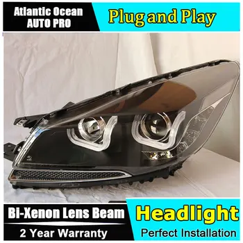 

car styling For Ford Escape Kuga headlights U angel eyes 2013-2016 For Kuga Bi-xenon Double lens HID KIT led drl head lamps