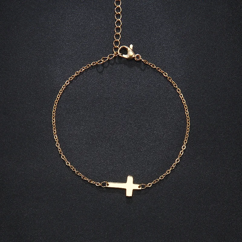 DOTIFI браслет из нержавеющей стали для женщин и мужчин крест золотистого и серебристого цвета Pulseira Feminina Lover's обручальные ювелирные изделия