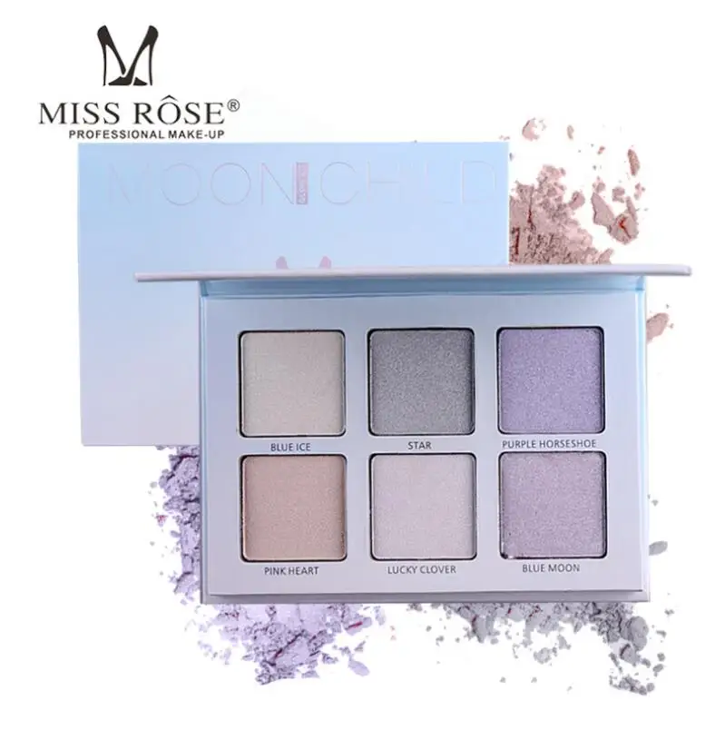 

Miss Rose Aurora Glow Kit 6 Color Highlighter Makeup Palette Face Contour Rainbow Highlight Soft Powder Cream Illuminate Bronzer