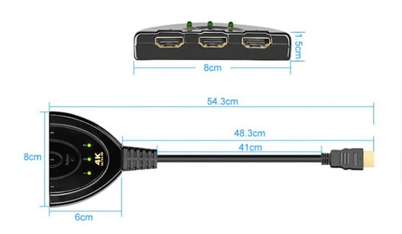 Rankman HDMI сплиттер 1x3 коммутатор 4K* 2K 1080P 3 порта HDMI сплиттер 3 в 1 выход адаптер концентратор для DVD ноутбук с HDTV