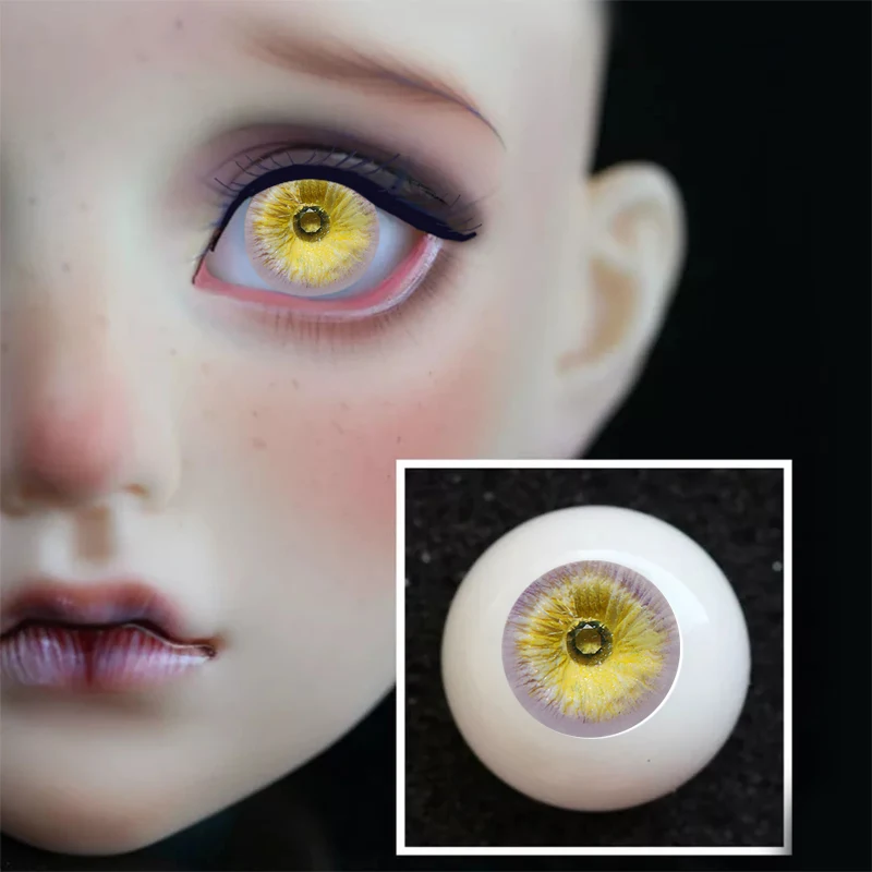 Bjd глаз brinquedo 16 мм 18 мм 14 мм принт bjd глаз желтый цвет куклы глаза для BJD куклы игрушки sd глазного яблока для 1/3 1/4 1/6 пластиковые глаза