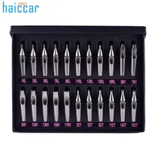 Новинка года 22 шт. Нержавеющая сталь Горячая Профессиональные татуировки сопла Советы для Machine Gun Вышивка Крестом Иглы tube kit коробка A18