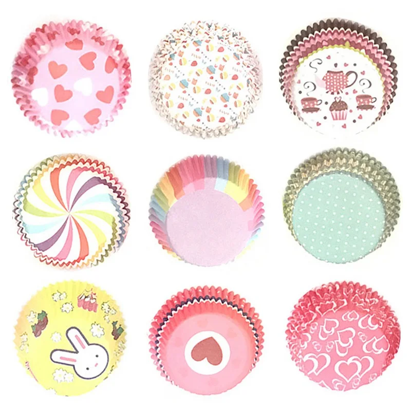 

100PCS/Set Muffin Cupcake Paper Cups Cake Forms Cupcake Liner Baking Muffin Box Cup Case Party Tray Cake Mold Decorating Tools