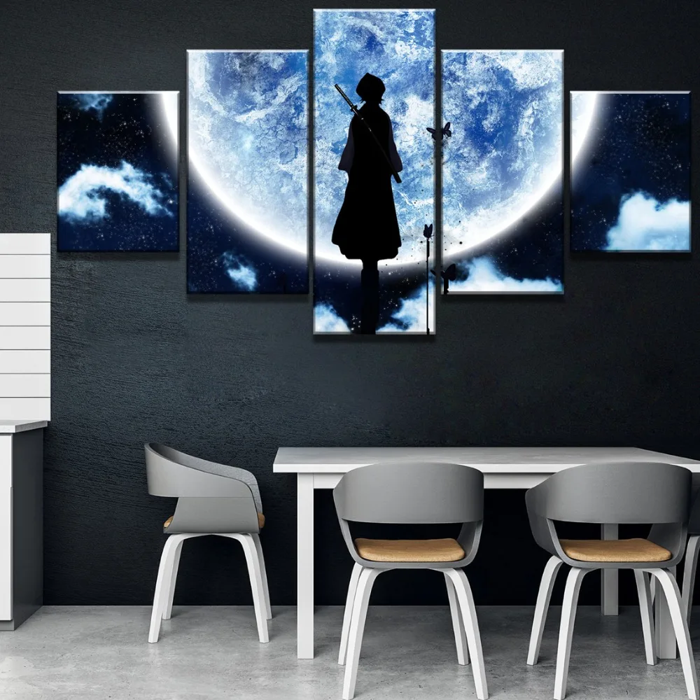 5 шт. HD Принт Большой Bleach Moon аниме плакат Куадрос Decoracion картины на холсте стены Искусство для украшения дома Настенный декор