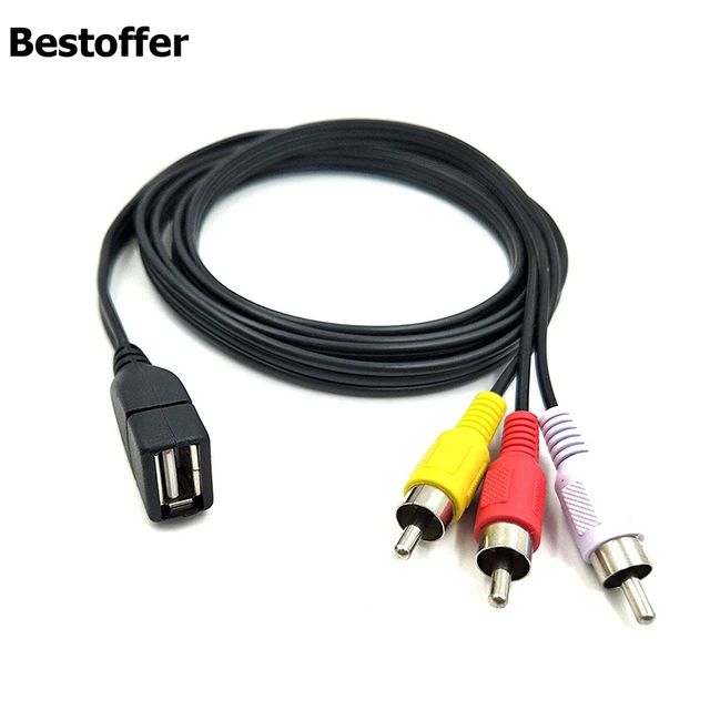 Adaptateur USB mâle vers 3 RCA femelle, convertisseur audio vidéo, câble AV  A/V, câble USB vers RCA pour TV HDMI, fil de télévision, 1.5m - AliExpress