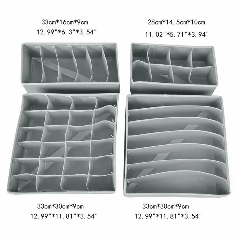 4 шт. коробки для хранения галстуков носки шорты бюстгальтер нижнее белье разделитель ящик Ropa интерьер Organizador с крышкой Шкаф Органайзер - Цвет: 4PCS grey