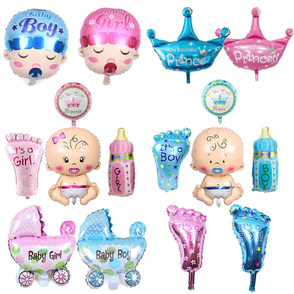 

Its A Boy Girl Gender Reveal Foil Balloons Blue Pink Baby Stroller Bottle Crown Air Baloon Baby Shower Birthday Party Decoration