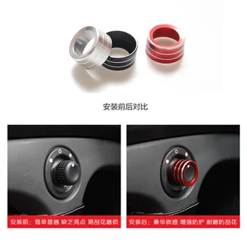 

7 colors 1pc interior aluminum rearview mirror button ring sticker for mercedes smart Fortwo forfour car accessories 2015+