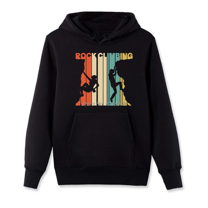 

Vintage Style Rock Climbings Silhouette Hoodie Fleece Spring Autumn New Print Man Cotton Fashion Sweatshirts Harajuku