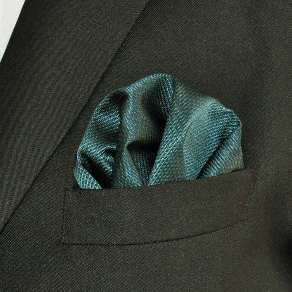 

YH28 Turquoise Solid Silk Classic Jacquard Woven Fashion Handkerchief