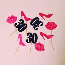 Блеск Fushia заказ номер 30 губы рождения каблуки кекс топперы девичник и поставок девичник Свадьба зубочистки