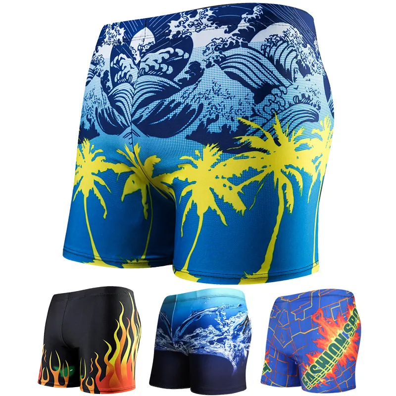 

Men Elastic Swimming Trunk Multi Prints Swimwear Beach Swim Sport Short Briefs Surfing Summer Swimsuit Boxer Shorts Bathing Suit