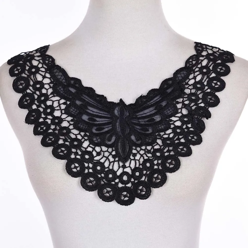1PC Embroidered Floral Lace Neckline Neck Collar Trim Clothes Sewing