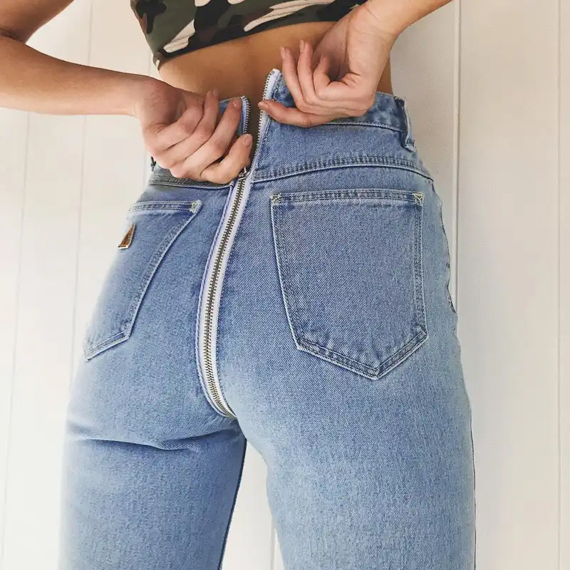 Sexy Denim Zipper Open Crotch Depart Pencil Pants Punk Low Waist ...