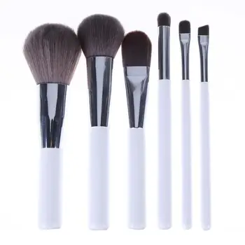 

6pcs Beauty Set Bamboo Carbon Fiber Makeup Brushes White Handle Foundation Powder Blusher Eyeshadow Brushes Set