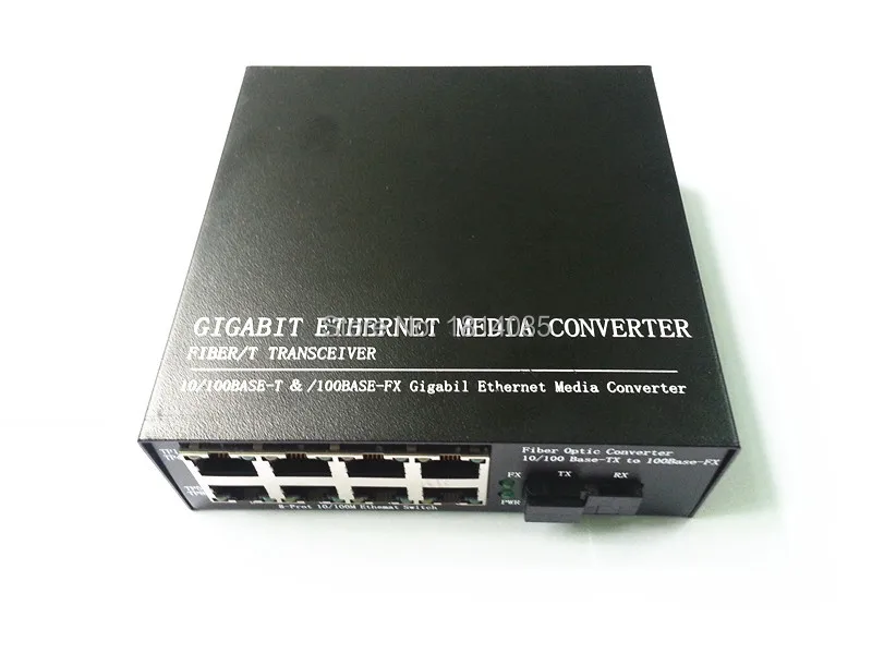 

High quality Singlemode single fiber 10/100Mbps 8port Ethernet to fiber optic media converter SC ethernet switch converter