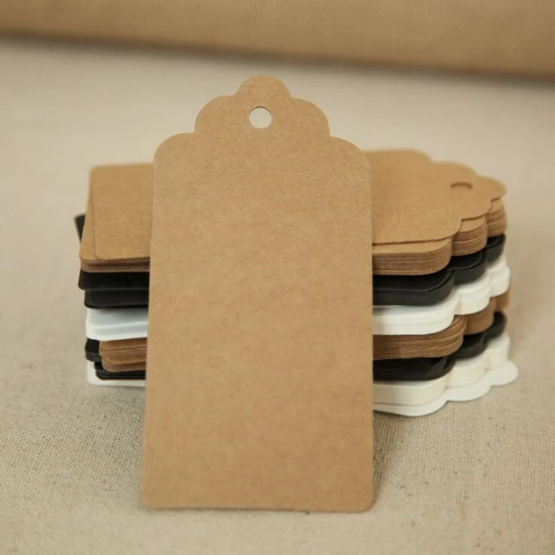 

50pcs Paper hang tag price tags for clothing luggage clothing swing tag labels wedding favors /cookies decorative Gift Cards